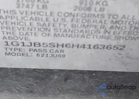 2017 Chevrolet Sonic Ls Auto from USA, damaged, VIN 1G1JB5SH6H4163652